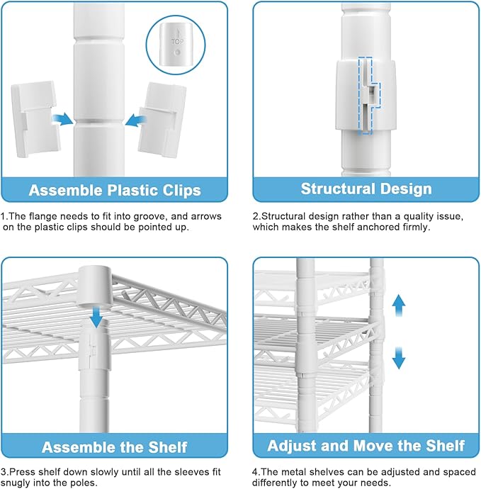 Ulif F7 Garment Rack, Heavy Duty Clothes Rack, Clothing Racks for Hanging Clothes, 6-Tiers Freestanding Portable Closet Storage Rack 58'' W × 14.6'' D × 76.6'' H, Max Load 800 Lbs, White