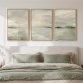 Framed Sage Green Abstract Landscape Wall Art for Bedroom, 3 Piece Modern Canvas Prints Paintings Artwork for Walls, Minimalist Nature Pictures for Living Room Dining Room Hallway Wall Decor 16x24 In