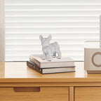 French Bulldog Statue,Resin Sparkly Frenchie Dog Sculpture Decor for Home Living Room Office Bedroom Shelf Desktop Decorations,French Bulldog Gifts for Men and Women,Silver