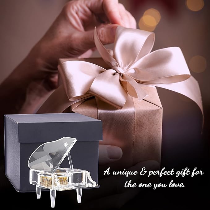 ELLDOO Crystal Music Box, Mechanical Clockwork Decorative Piano Musical Box,Transparent Piano Ornament Romantic Gift for Girl Women (Tune: for Elise)