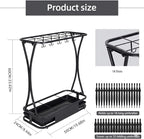 18 Slot Umbrella Stand with 10 Hooks – Heavy Duty Metal Indoor Umbrella Rack Holder with Removable Drip Tray – Large Commercial Entryway Organizer for Office, Lobby or Home