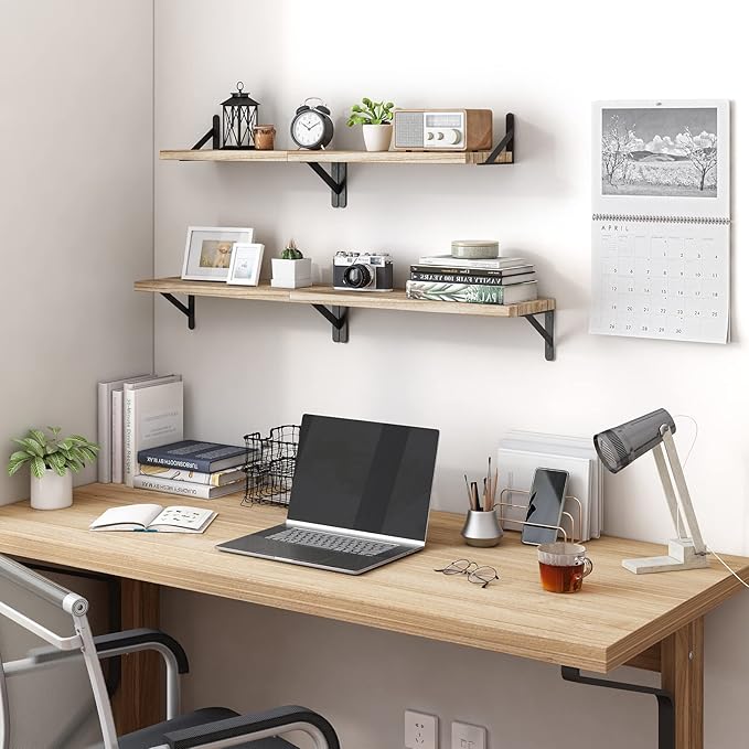 YGEOMER Floating Shelves for Wall Different Sizes Farmhouse Wall Shelf for Bedroom, Bathroom Storage, Living Room and Kitchen Decor(Set of 4)