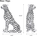 Quoowiit Statues for Home Decor, Modern Sculptures and Statues Decorations for Living Room, Bedroom, Table, Bookshelf, White Resin Leopard Art Decorative Sculpture with Black Polka Dots Design