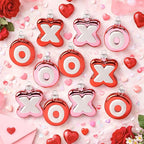 Lillian Vernon XOXO Valentines Ornaments -, 12-Piece Set, Blown Glass, Handcrafted Hanging Tree Decorations, Valentine's Day Holiday & Party Decor, Red & Pink Design