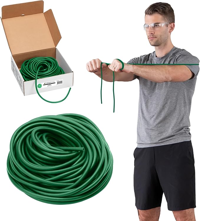 THERABAND Latex Resistance Tubing, Red, Medium Level 2, 100 ft Roll, Professional Grade Resistance Band for Exercise, Upper and Lower Body Workouts, Cut-to-Length, Color-Coded Levels