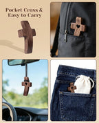 100-Pack Wooden Cross Fidget, Handmade Pocket Wood Crosses, Cross My Heart | Encouragement Gift, Relieve Anxiety for Yourself, Inspirational Easter Gift for Christian Faith, Prayer, Father Day Gifts