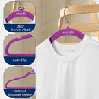 SereneLife 50 Pack Velvet Hangers - Non-Slip, 360° Swivel Hook - Ultra-Thin, Lightweight Velvet Hangers for Shirts, Sweaters, Hoodies, Kids Clothes & Dresses - Space-Saving