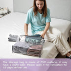 5PACK Clear Zippered Storage Bags for Clothes, 22L Closet Organizers Bag, and Blanket Storage Bags for Bedding, Linen, Blankets, Comforters, Clothing & Toys (Black)