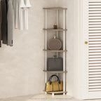 Furinno Turn-N-Tube Storage Shelves, 5-Tier Book Shelf, Corner Shelf, Toolless Open Shelves, for Organization and Storage, Living Room, Home Office, Hallway, Bedroom, Sonoma Oak