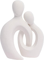 Quoowiit Ceramic Couple Sculptures for Home Decor, Abstract Lover Statue for Shelf, Office, Living Room, Bedroom, Gifts for Anniversary, Valentine's Day, Birthday (White)