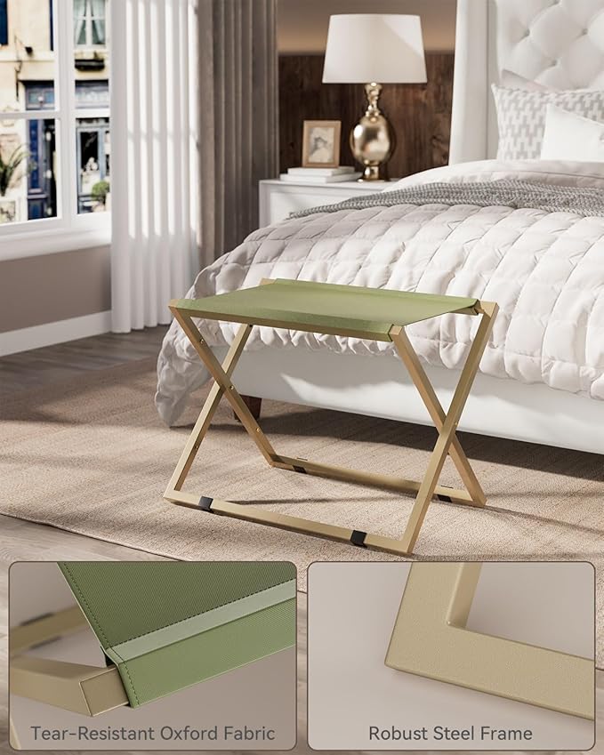 IBUYKE Luggage Rack for All Suitcase Sizes,Foldable Suitcase Stand,Metal Luggage Holder,Easy to Assemble for Bedroom Living Room Hotel,Gold TLR001G-2