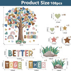 Adduster 108 Sheet Tree Bulletin Board Set - Classroom Tree Bulletin Board Set Heart Cutouts Classroom Bulletin Wall Decor Supplies for School Elementary Teacher Chalkboards (Bohemian)