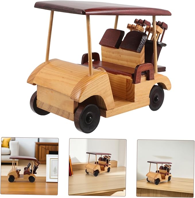VICASKY Antique Wooden Car Statue Vintage Vehicle Sculpture Collectible Car Figurine for Home