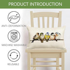 RABUSOFA Watercolor Birds Pillows Decorative Throw Pillows 12x20,Hand-Painted Oil Painting Rustic Birds Lumbar Pillow Cases,Cute Colorful Spring Summer Decorations for Home Couch Sofa Outdoor