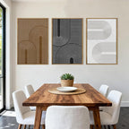 Extra Large Abstract Modern Wall Art Abstract Line Wall Decor Framed Dark Wall Painting Neutral Print Decor Geometric Artwork Minimalist Modern Home Decor for Living Room Bedroom Office 24x36 Inches Set of 3