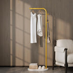 Freestanding Clothing Rack with Marble Base,Modern Garment Rack for Small Spaces,Sturdy Metal Coat Rack with Hooks,Clothes Rack for Hanging Clothes in Bedroom,Closet,Entryway (gold)