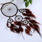 Handmade Dream Catchers Wall Decor,Boho Feather Dreamcatcher with Natural Elements,Unique Home Decor Gift for Bedroom, Living Room (Dark Brown 19.7in)
