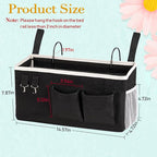 Bedside Storage Caddy/Bedside Hanging Storage Bag for Headboards Bunk Beds Dorm Rooms Book Phone Magazine Holder (Black)