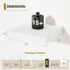 Vivelove White Floating Shelves Over Toilet 12 Inches Deep, 12x12 Floating Shelves for Wall with Invisible Brackets, Room Shelves for Living Room Bedroom Bathroom Kitchen Office, Set of 2