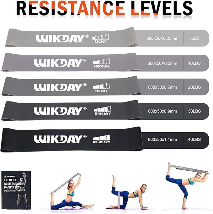 Exercise Resistance Bands with Handles for Working Out, 150/200/250/300 Lbs Workout Bands Set with Door Anchor for Physical Therapy, Yoga, Pilates