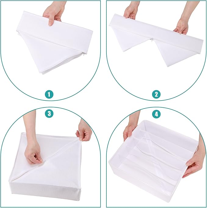 Drawer under Cabinet Clothes Organizer 5 Cell Foldable Storage Cubes Underwear Drawer Organizer Dividers Storage Boxes for Bra, Underwear（White）