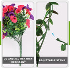 Fake Artificial Hanging Flowers for Outdoor, 2 PCS Silk Morning Glory Faux Flowers with Eucalyptus Leaves,Realistic Hanging Plants for Wedding Home Office Garden Decor