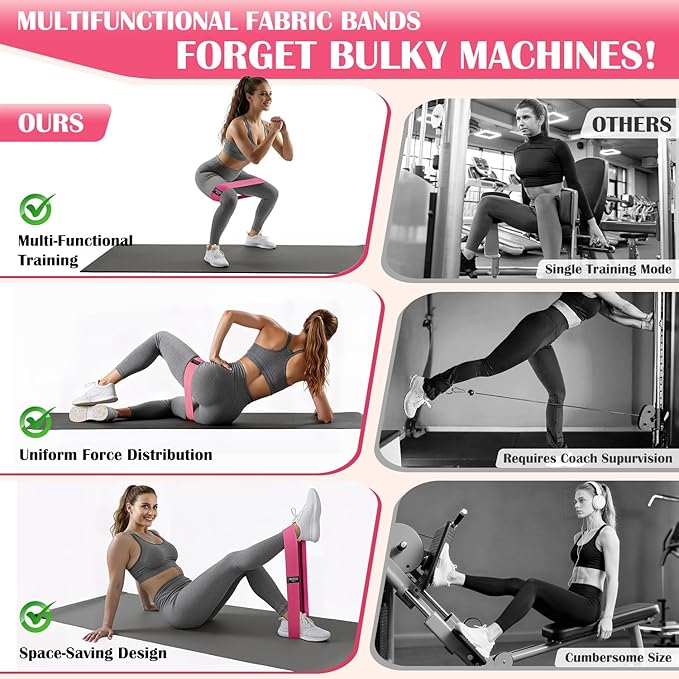 Ankle Resistance Bands with Cuffs & Fabric Resistance Bands Set - Legs & Glutes Workout Equipment for Women & Men, Home Gym Heavy Exercise Bands for Hip, Yoga, Strength Training, Rehab, Pilates