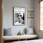 Framed Better Late Than Ugly Wall Decor Vintage Newspaper Wall Art Black and White Fashion Poster Audrey Hepburn Chic Decor New York Trends Glam Quote Canvas Print for Bedroom Bathroom Dorm 12x16inch