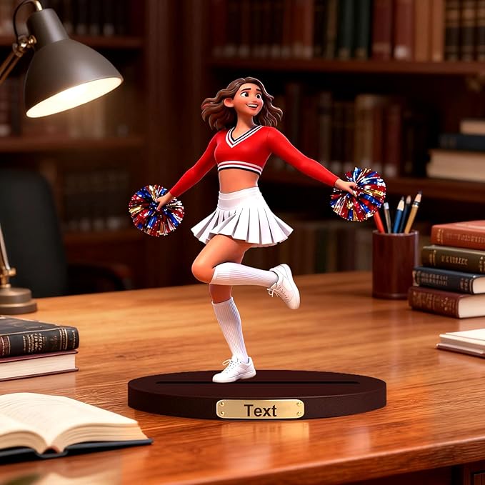 Personalized Cheerleading Team 3D Cartoon Photo Style Desktop Decoration,Cartoon Figurine From Cheerleader'S Photo,Office And Bedside Table Decoration For Fitness Dance Enthusiasts (Cheerleader cartoon)