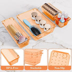 25 PCS Plastic Drawer Organizer Set, 4-Size Versatile Organizer Trays & storage Bins for Makeup, Jewelry, and Gadgets in Bathroom, Bedroom and Office,Orange
