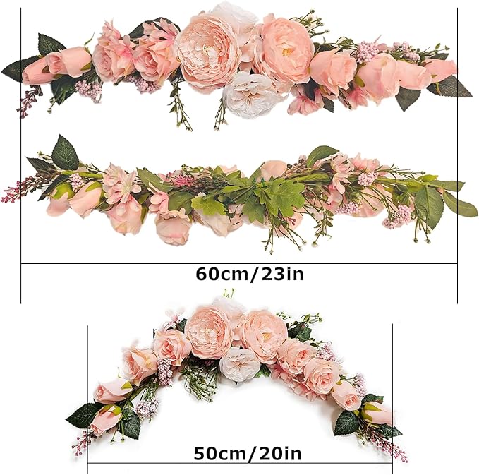 Artificial Peony Flower Swag, Arch Flowers, 20" Length in Bent, Decorative Swag, for Arch Front Door Party Wall Home Decor(Peach)