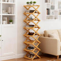 2/3/4/5/6/7/8/9 Tier Bamboo Folding Shoe Rack,2026 New Bamboo Foldable Shoe Rack,no Installation Required,Vertical Multi-Layered Organizer,Space-Saving for Entryways& Balconies (Primary Color, 9)