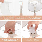 GyroVu 18" Table Lamp Set of 2, Ceramic Lamp Classic Beside Lamps Nightstand Lamp Modern Bedside Lamp for Living Room, Bedroom & Office Rocker Switch Pink-LED Bulbs Included