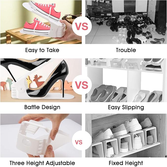 Neprock Shoes Organizer for Closet, Shoe Rack Organizador De Zapatos for Closet Organization, Shoe Slots Organizer Shoe Storage Shoe Holder Space Saver for Entryway(36-Pack)(White)