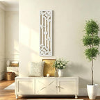 Sintosin Vintage Decorative Wood Panels for Walls 41 Inch, Hanging Distressed White and Gold Wall Art Decor, Handmade Rustic Floral Wood Wall Pediments for Living Room Bedroom Kitchen Hallway