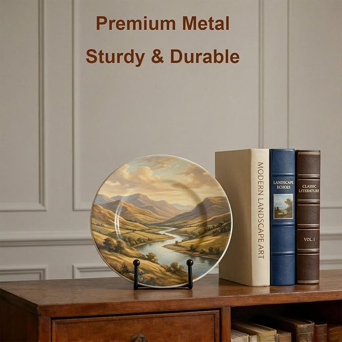 Hoewina 4.5 Inch Plate Stands for Display - Metal Frame holder stand Picture, Decorative for Book and Platter, Tabletop Art, Photo Easel (3 Packs)