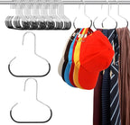 Zonon 12 Pcs Scarf Hangers Metal Belt Hat Ring Hanger with Grip Coating, Scarf Organizer Storage Holders for Ties Scarves Belts Tank Tops Hat Hooks (Black)