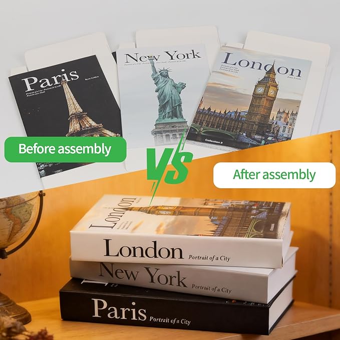 3 PCS Faux Decorative Books for Home Decor-Coffee Table Books Decor-Aesthetic Fake/Faux Books for Decoration,libros Decoration for Coffee Table, Shelf Accessories (3-Paris London New York Shipaitu)