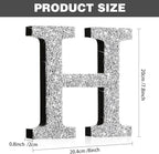 Qunclay 8'' Silver Crystal Diamond Bling Letters Crushed Diamond Decoration Wooden Glitter Letter with Screw and Hooks Rhinestone Gift for Wedding Y2k Mcbling Bedroom Wall Decor (Letter H)