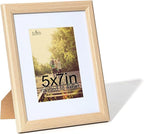 KTKDE 5x7 Picture Frame, Photo Frame with Real Glass for Picture 4x6 photo with Mat or 5x7 photo without Mat, Composite Wood Picture Frames for Table Top and Wall best gift