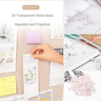 2Pcs Foldable Large Felt Bulletin Board - 36'' x 18'', Decorative Picture Framed Display Board with 70 Rose Pins for School, Home, Kitchen & Office Walls
