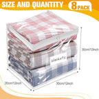 Plastic Storage Bags with Easy-Glide Zipper, Pack of 8, Durable Clear Vinyl Zippered Storage Bags for Clothes Sweaters Comforters Blankets Sheets Bedding (12 x 12 x 12 Inch)