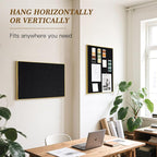 Linen Bulletin Board 30" x 20", Black Fabric Pin Board with Gold Aluminum Frame, Decorative Vision Board for Home Office, Bedroom & Dorm Wall Decor, Includes 10 Push Pins