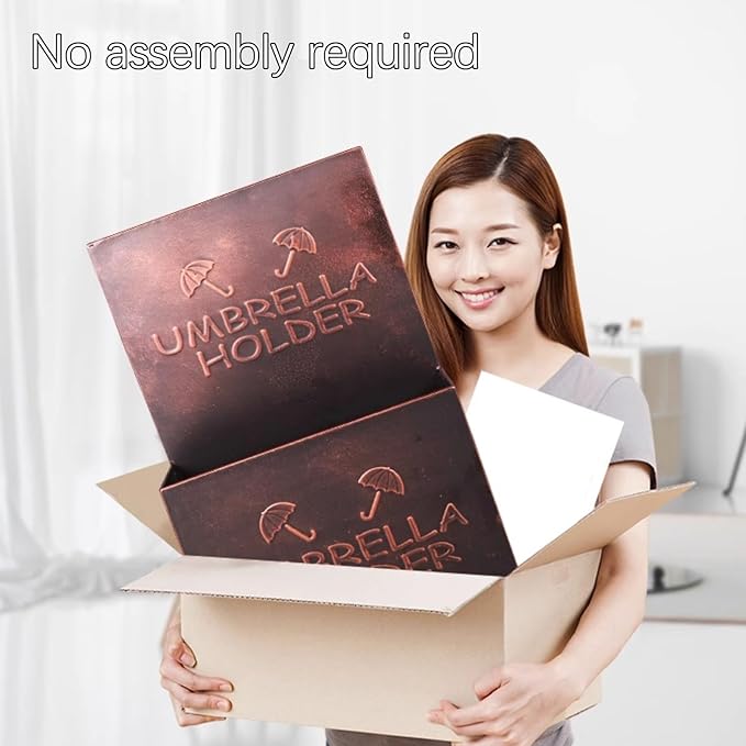 SEIFE Commercial Large Capacity Metal Umbrella Holder Indoor， Can Hold 30 Umbrellas, Tall Umbrella Holder， entryway Umbrella Bucket，for Hotel，Offices，Home(Brown,Medium)