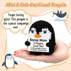 Belatelove Birthday Gifts for Bonus Mom from Daughter Son, Handmade Crochet Mini Penguin Mother's Day for Mother in Law, Funny I Love You Gift for BonusMom Small Easter Decor