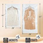 Hanging Vacuum Storage Bags – 4 Pack (2 Long, 2 Short) Hanging Vacuum Seal Bags for Clothing, Closet Organizer Space Saver for Suits, Jackets & Coats