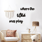 Kigley 5 Pcs Playroom Wall Decor 15.4" x 18" 3D Where The Wild Ones Play Nursery Sign Wooden Wall Art Decoration for Kids Toddler Room Decor Boys and Girls Kindergarten Bedroom Word Sign (Black)