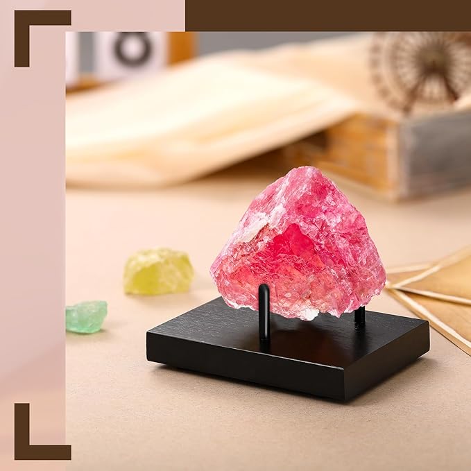CroBlissful 2 Packs Wooden Rock Display Stand Crystal Stand Black Three Prong Rock Holders for Large Spheres Minerals Agates Fossils