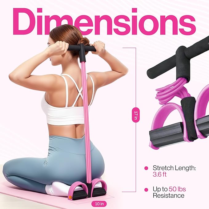 Pedal Resistance Band with Handle, 6 Tube Multifunction Foot Pedal Resistance Band, Arm & Waist Training Tummy Trimmer Ab Workout Equipment for Home Gym Men Women