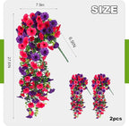 Fake Artificial Hanging Flowers for Outdoor, 2 PCS Silk Morning Glory Faux Flowers with Eucalyptus Leaves,Realistic Hanging Plants for Wedding Home Office Garden Decor